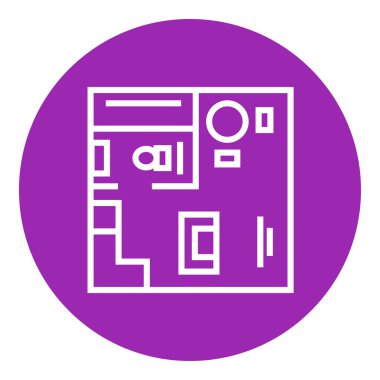 Evin iç mobilya çizgi simgesiyle.