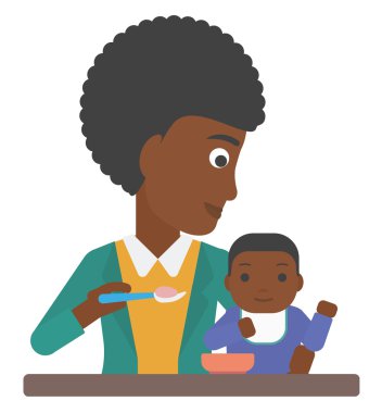 Bebeği besleyen kadın.