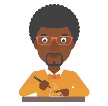 Üç D kalem kullanan adam.