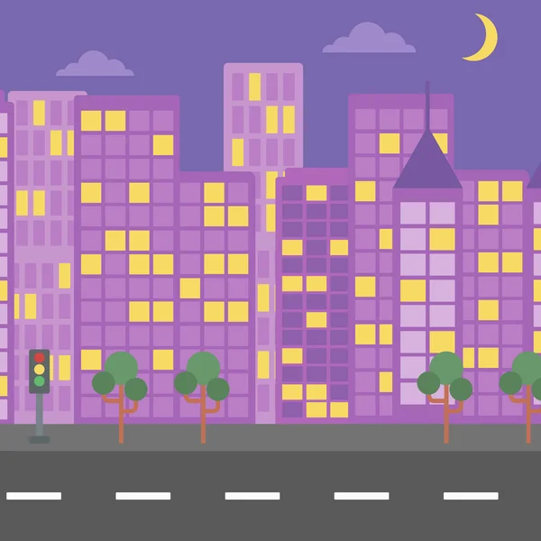 Fondo de la ciudad nocturna . — Vector de stock