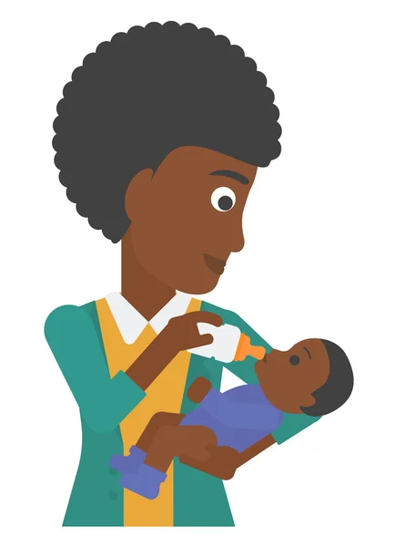 Femme nourrissant bébé. — Image vectorielle