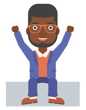 İle oturan adam ellerini kaldırdı.