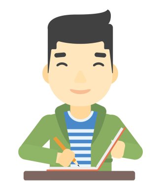 Reporter writing an article. clipart