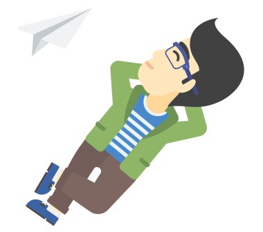 Bulut üzerinde rahatlatıcı işadamı.