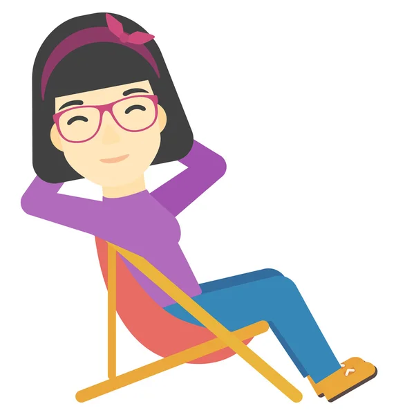 Woman sitting in a folding chair. — Stock Vector