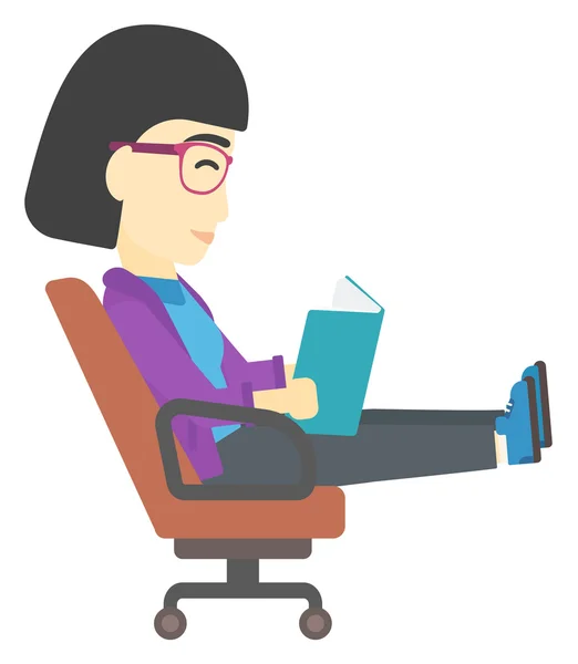 Business woman reading book. — Stock Vector
