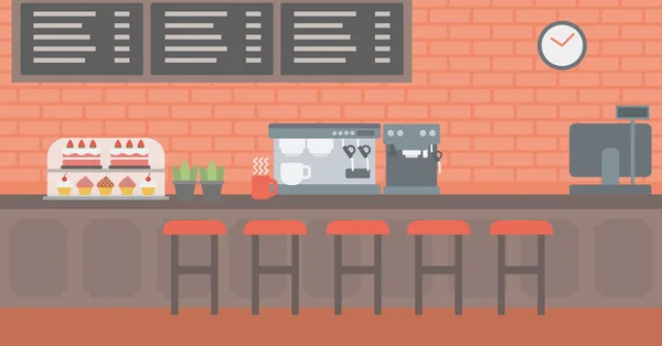 Hintergrund der Bäckerei mit Gebäck und Kaffeemaschine. — Stockvektor