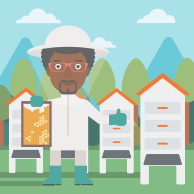 Arıcı, arı kovanı.