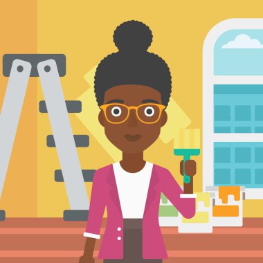 Boya fırçası ile ressam.