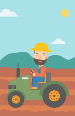 Farmer driving tractor. clipart