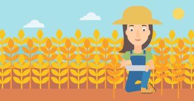 Tablet bilgisayarda alan ile çiftçi.