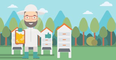 Arıcı, arı kovanı.