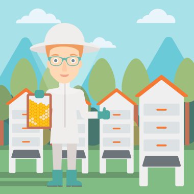 Arıcı, arı kovanı.