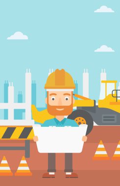 Bir plan tutan mühendisi.