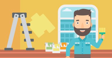 Boya fırçası ile ressam.