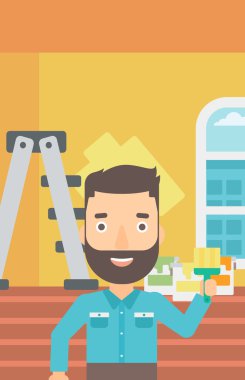 Boya fırçası ile ressam.