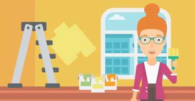 Boya fırçası ile ressam.