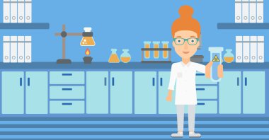 Test tüplü laboratuar asistanı.