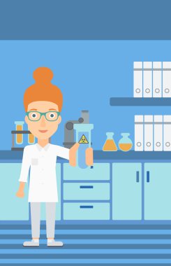 Test tüplü laboratuar asistanı.