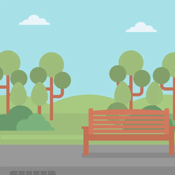 Fondo del parque con banco . — Vector de stock