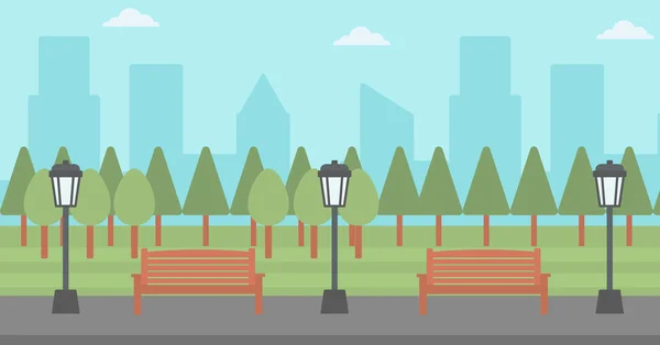 Fondo del parque con farola . — Vector de stock