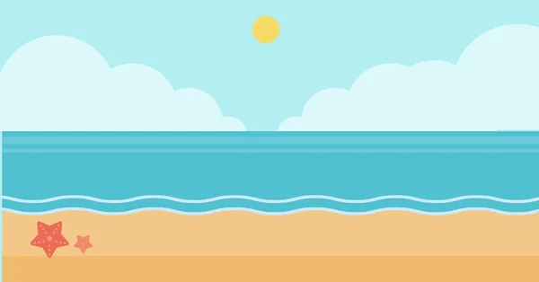 Fundo da praia de areia com mar azul . — Vetor de Stock