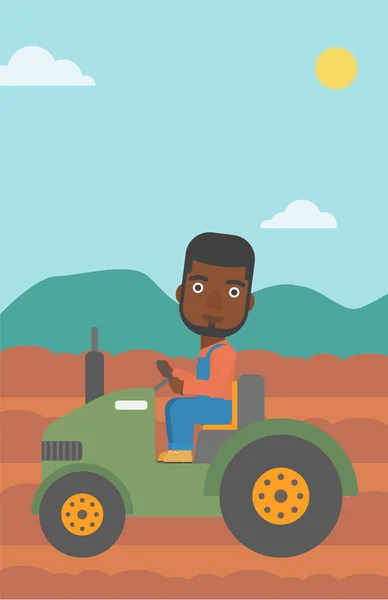 Farmer driving tractor. — Stock Vector