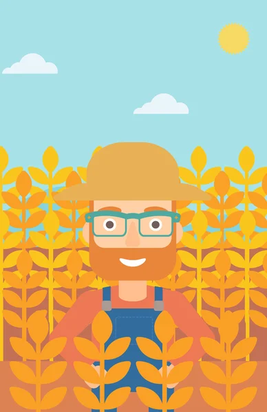 Man in wheat field. — Stock Vector