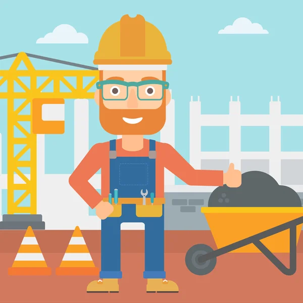 Constructor mostrando pulgares hacia arriba . — Vector de stock