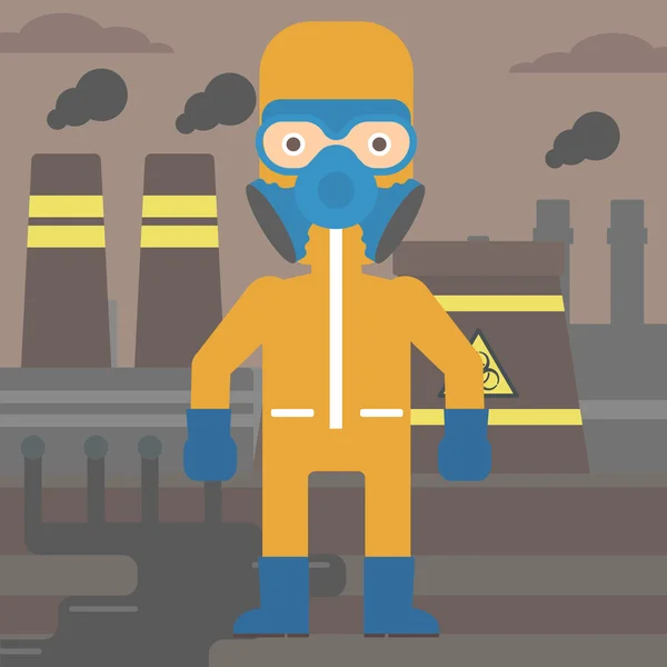 Hombre en traje químico protector . — Vector de stock