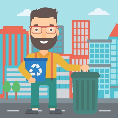 Geri dönüşüm kutularını adamla.