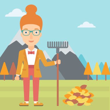 Komisyon ayakta yığın sonbaharın yakınındaki kadınla bırakır.