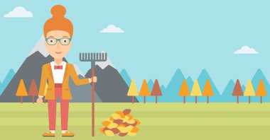 Komisyon ayakta yığın sonbaharın yakınındaki kadınla bırakır.