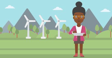 Tablet bilgisayar kullanan kadın.