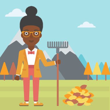 Komisyon ayakta yığın sonbaharın yakınındaki kadınla bırakır.