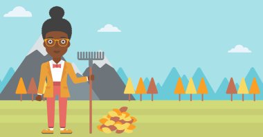 Komisyon ayakta yığın sonbaharın yakınındaki kadınla bırakır.