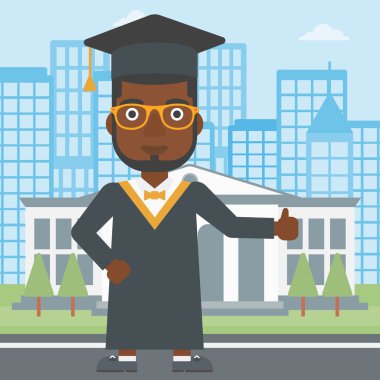 Lisansüstü gösteren başparmak tabela.