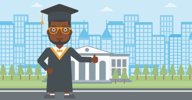 Lisansüstü gösteren başparmak tabela.