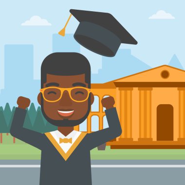 Şapkasını atma mezunu.