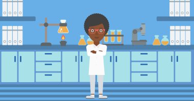 kadın laboratuvar asistanı.