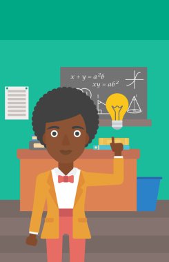 ampul işaret eden kadın.