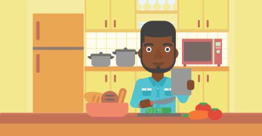 adam yemek pişirme.