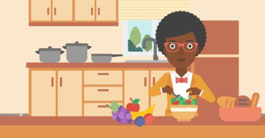 sebze salatası yemek kadın.