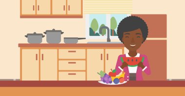 Karpuz yiyen kadın.