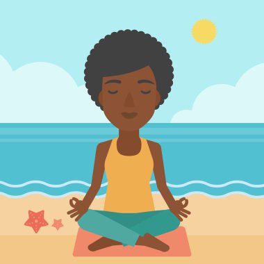 Lotus pozunda meditasyon yapan kadın..