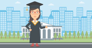 Lisansüstü gösteren başparmak tabela.