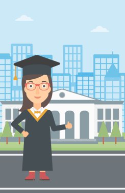 Lisansüstü gösteren başparmak tabela.