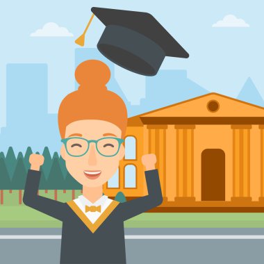 Şapkasını atma mezunu.