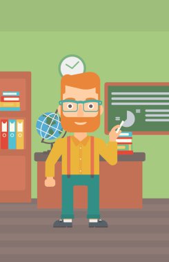 Tebeşir elinde olan adam.