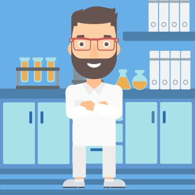 Erkek laboratuvar asistanı.